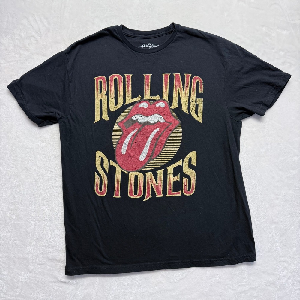 The Rolling Stones Tongue Logo T Shirt‎ Black XL 100 Cotton Band Tee